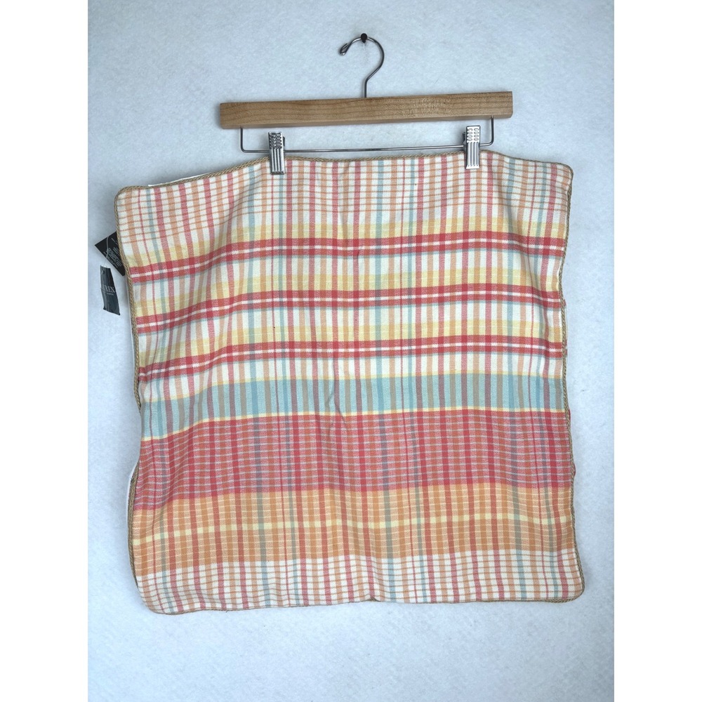 Lauren Ralph Lauren Plaid Jute Trim Euro Sham Set of 2 26x26 Cotton Coastal NWT